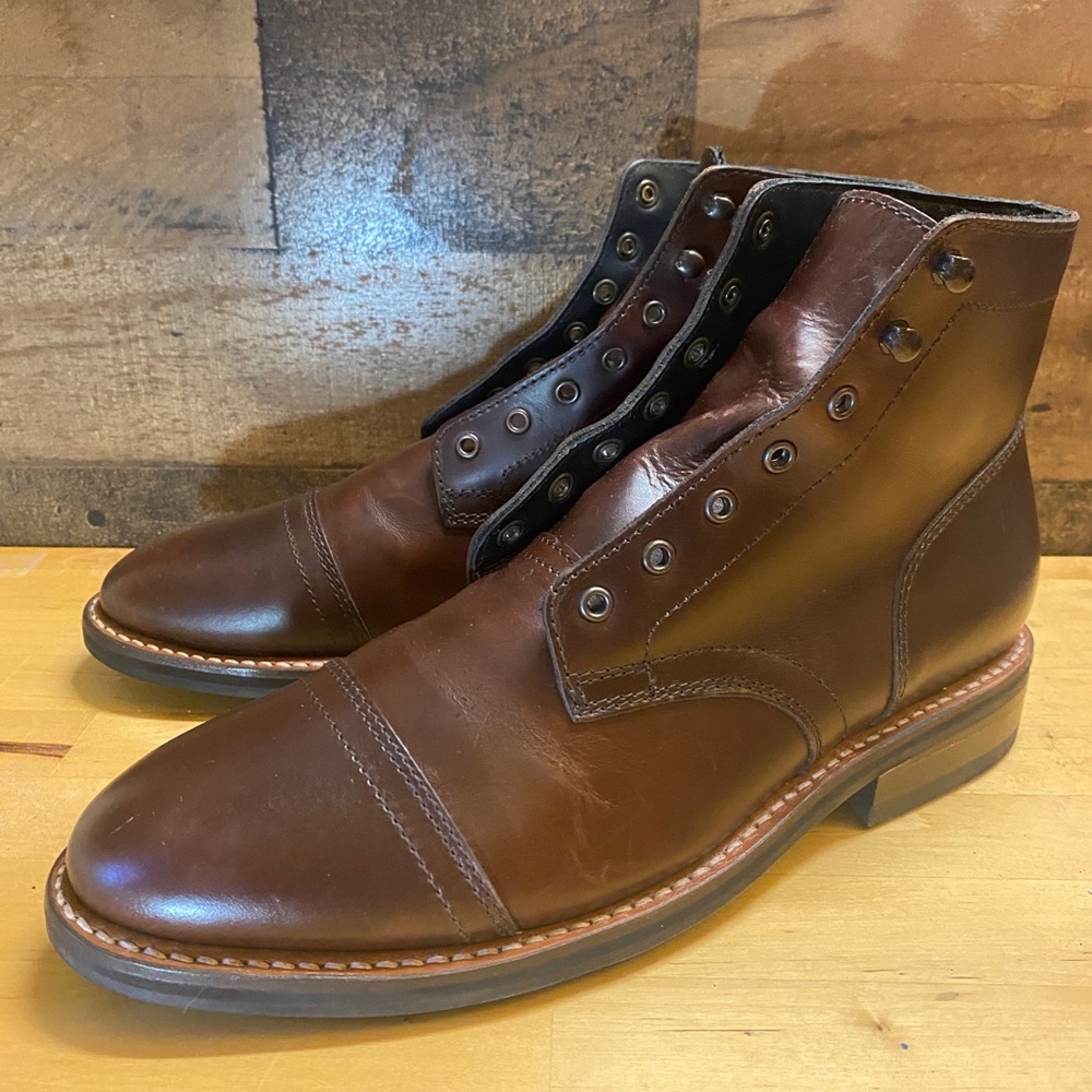 Thursday Captain Boots brown scuff marks